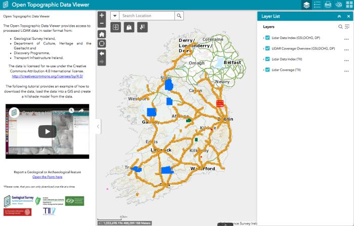 Screenshot of the Open Topographic Data Viewer website