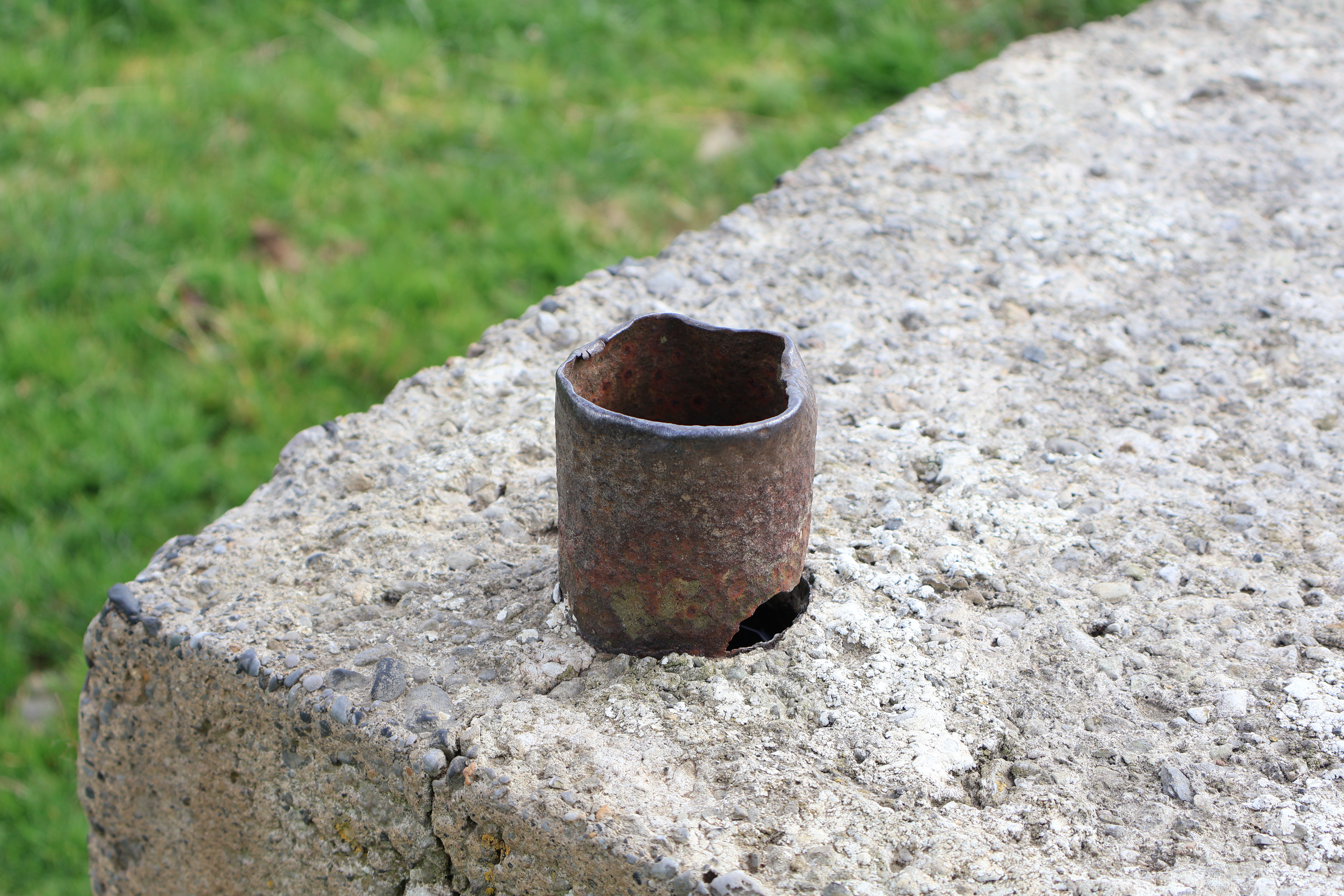 Illustration 5: Possible steel machinegun mount on the roof of a pillbox (PB10) in Ballycullen (Photo: Tom Cassidy)